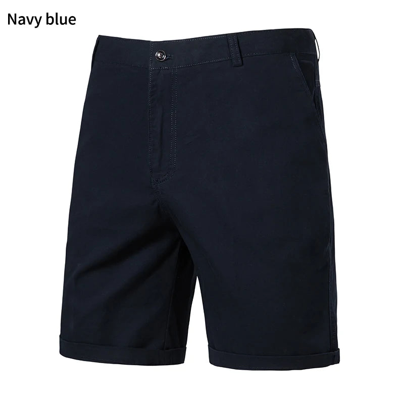 8 Colors Mens Cotton Casual Shorts Summer Business Casual Knee Pants Classic Khaki American Style Streetwear Golf Shorts Beige