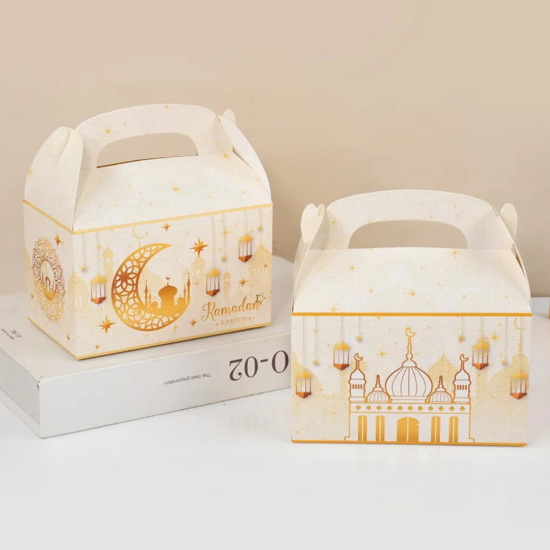 4/20Pcs Ramadan Gift Box 2025 Islamic Muslim Party Biscuit Candy Snack Packaging Boxes Bags EID Mubarak Home Decoration Supplies