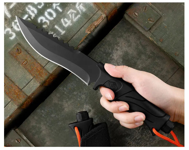 Outdoor Straight Knife Tactical Knife Multifunctional Knife Field Defense Knife Portable High Hardness Sharp Knife Survival Knif