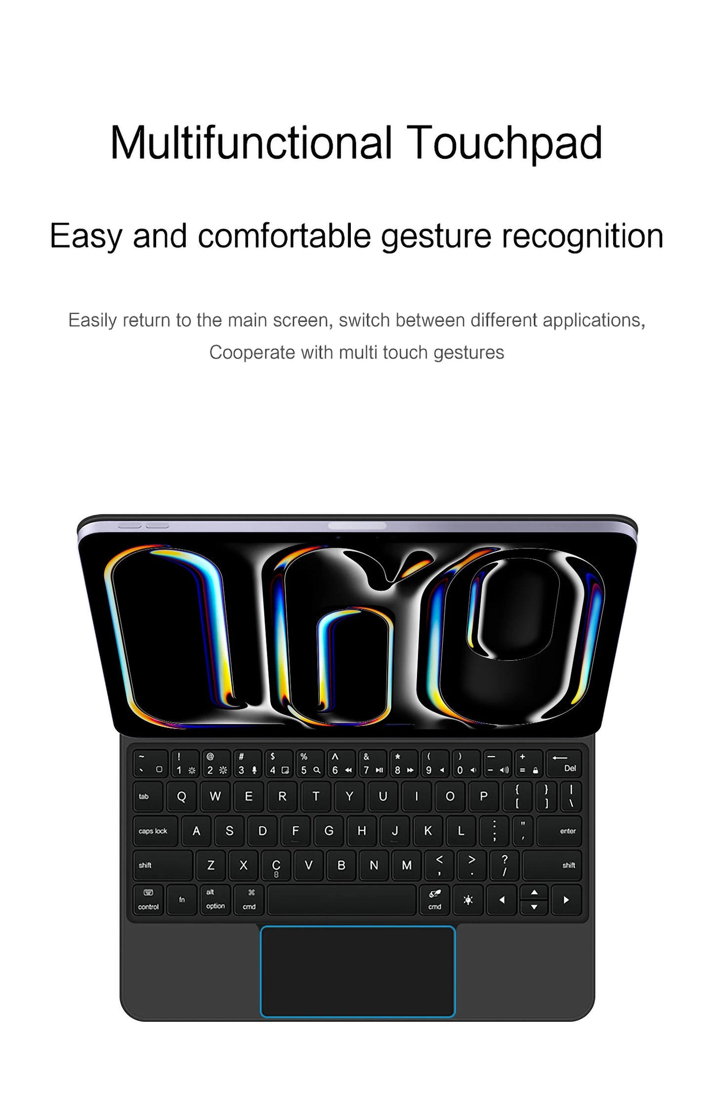 AJIUYU Magic Keyboard Folio For iPad Pro 11 inch (M4) 2024 A2836 A2837 Smart Magnetic Case Multi-touch Backlight Keyboard Cover