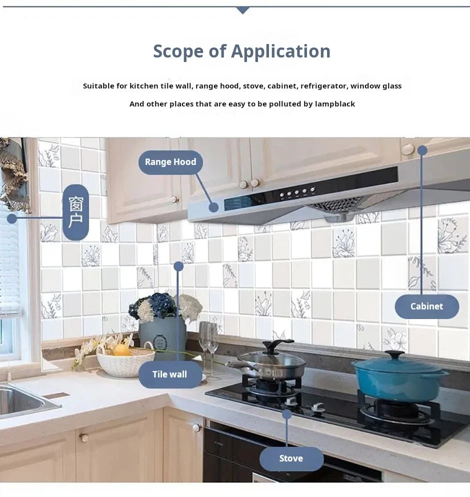 Kitchen Oil Resistant Stickers Waterproof Self-adhesive Wallpaper Stove Countertop Protective Pad Cabinet Countertop Marble Film