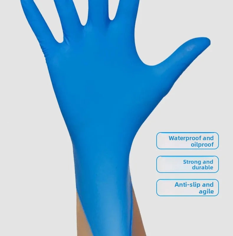 100PCS Nitrile Exam Gloves Heavy Duty Food Grade Latex & Powder Free High Elasticity for Medical Food Service Cleaning