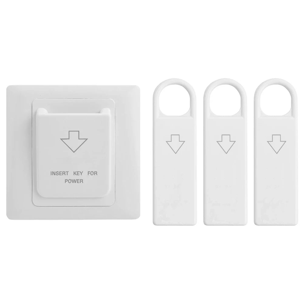 40A 86 Type Hotel Card Power Switch On-off Type Energy Saving Switch With 3 Card Keys Hotel Magnetic Card Switch White 86x86mm