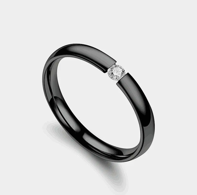 Stainless Steel Ring for Women Men Inlay Cubic Zirconia Stone Wedding Engagement Ring Trendy Female Jewelry Rings Wholesale