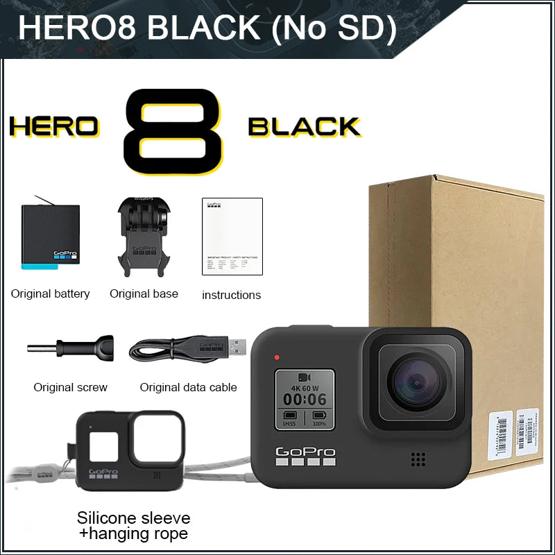 GoPro hero 8 Black stable 4K video 12MP photo portable 1080p live broadcast Motorcycle and Skiing Sports go pro Camera