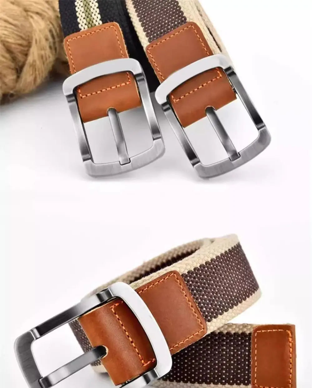 Fashionable and Trendy Canvas Belt Men's and Women's Belt Casual Belt Student Youth Cargo Pants Needle Buckle Wide Neutral Belts