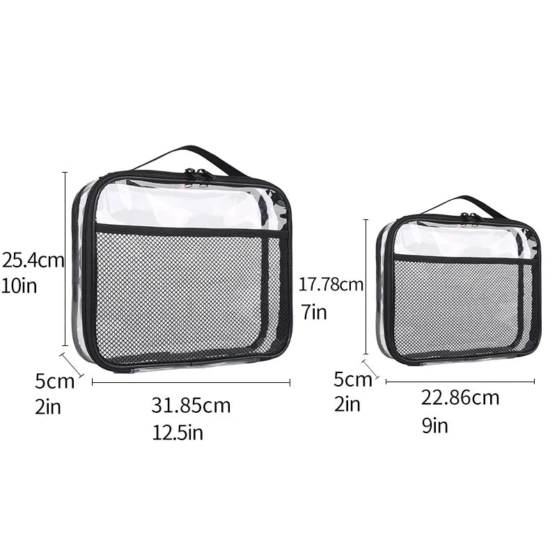 Large Capacity PVC Transparent Mesh Storage Bag Waterproof Casual Makeup Storage Bag Zipper Bag Portable Toy Packaging Bag