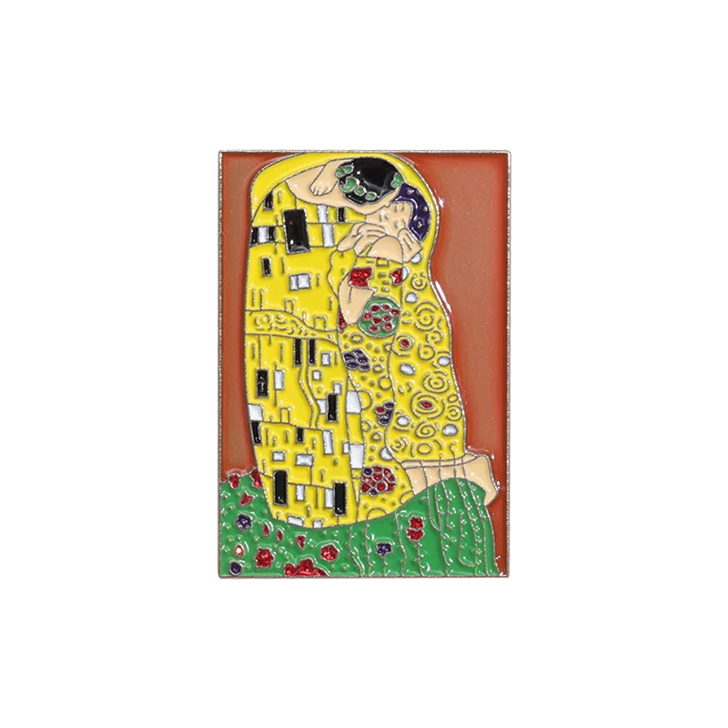The Kiss Enamel Pins Gustav Klimt Abstract Oil Painting Works Brooches Lapel Badges Elegant Drawing Jewelry Gift For Art Friends