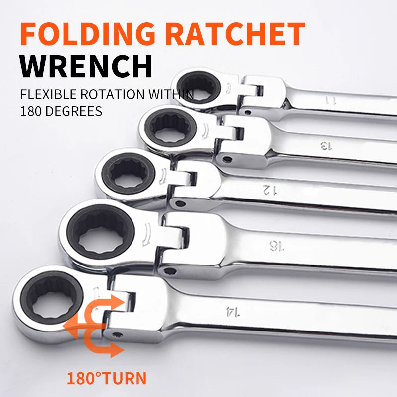 Flexible  Action Wrench Spanner Nut Tool Head  Metric Spanner Open End and Ring Wrenches Tool