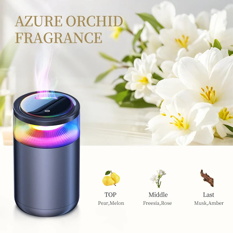 Smart Car Fragrance Diffuser Rechargeable  Cloud Mist Ultrasonic Auto On/Off RGB Long Lasting Premium Scents Interior Deodorizer