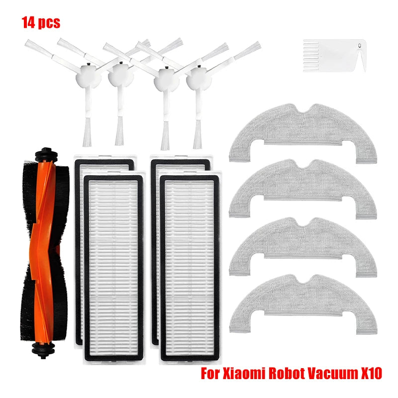 For Xiaomi Robot Vacuum X10 Robot Vacuum Cleaner Parts Replacement Main Side Brush Hepa Filter Mop Cloth Dust Bag Accessories