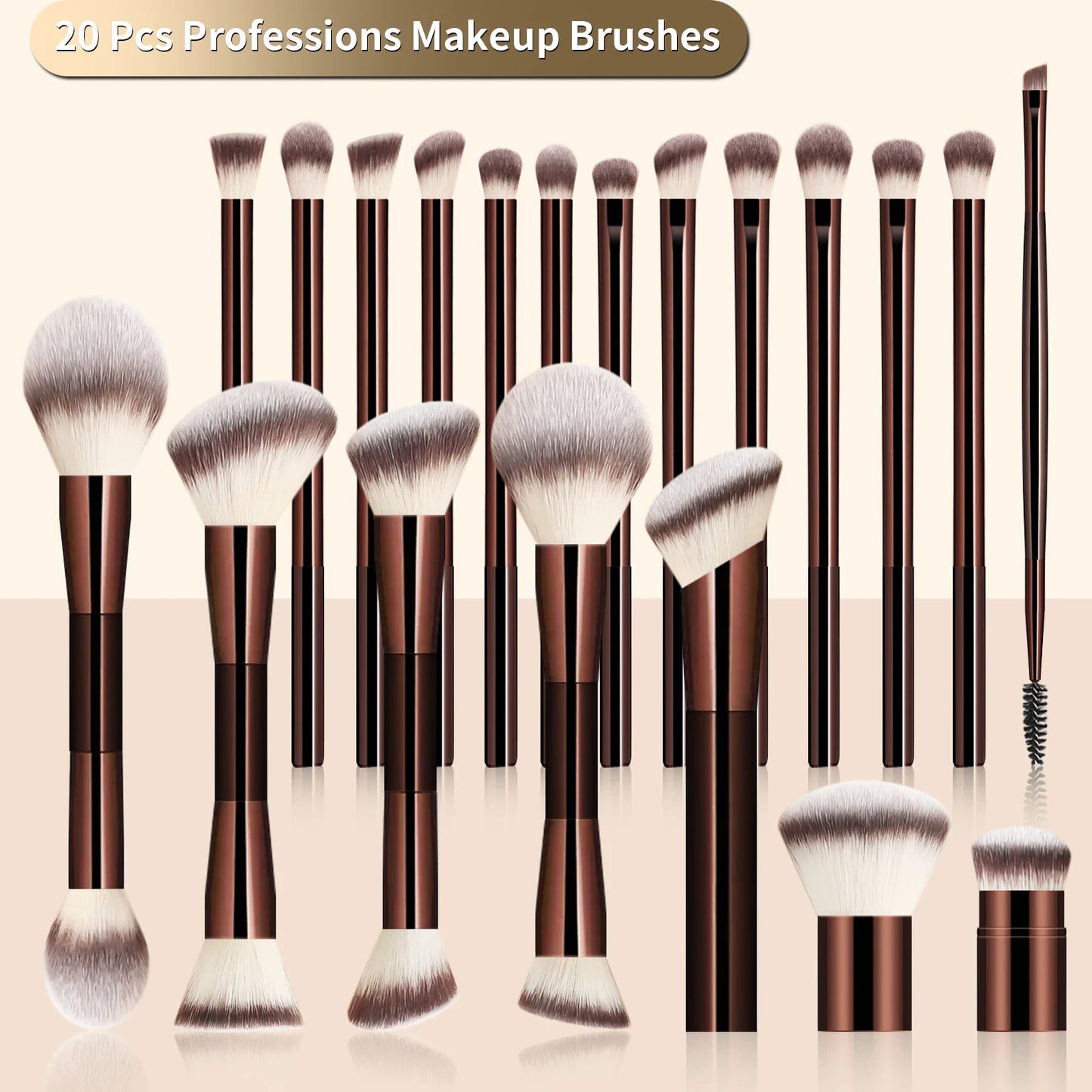 20pcs Makeup Brush Set Including Powder Brush Blush Brush Highlighter Brush Eyeshadow Brush Lash Brush Eyeliner Brush