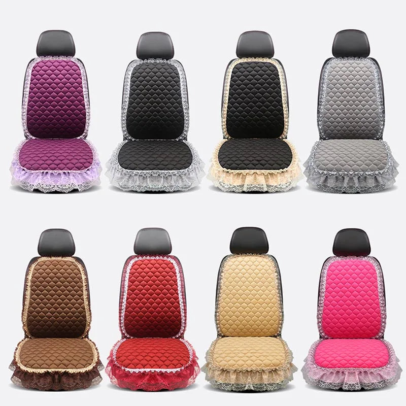 Winter Warm Plush Car Seat Cover Velvet Lace Seat Cushion Pad Auto Chair Car Seat Protector For Lady Girl Women