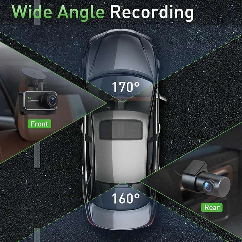 Dash Cam for Cars Car Camera Dash Cam 4K WIFI Camera for Car Front and Rear Dash Camera Black Box 24H Parking Mode Recorder