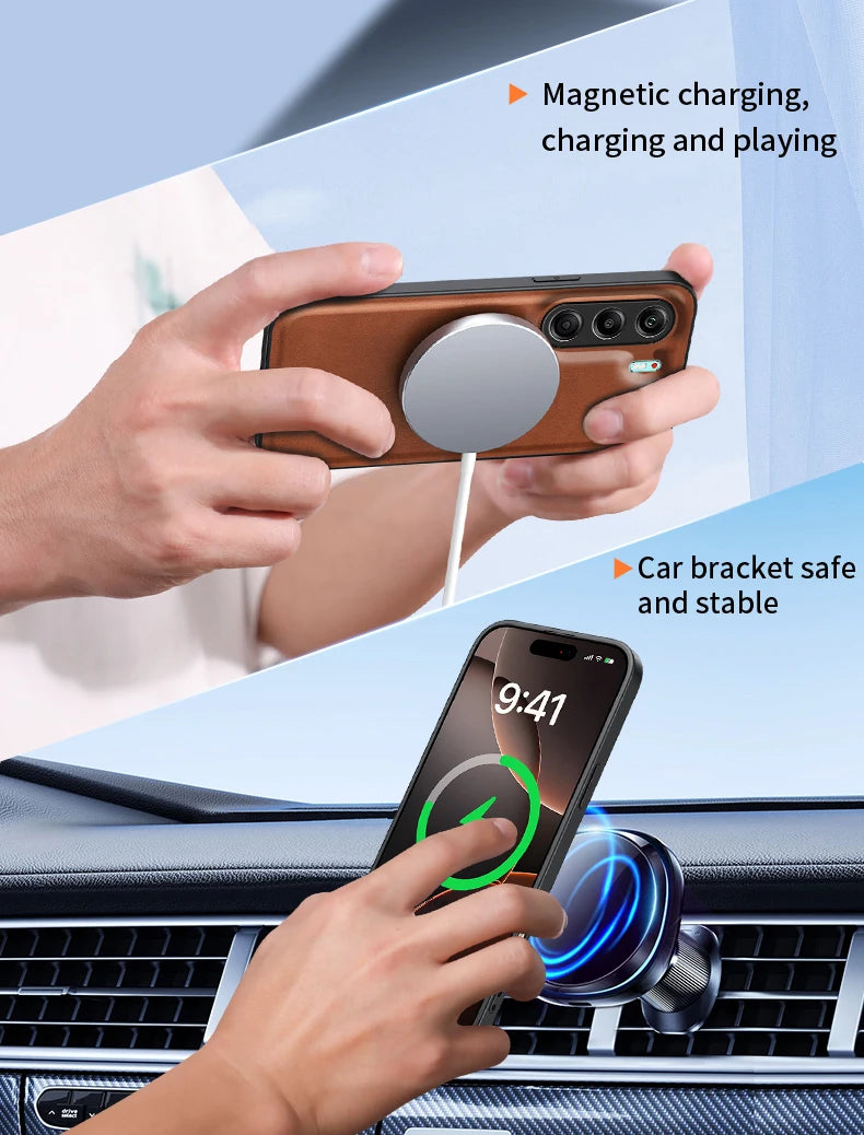 For Tecno Camon 40 Pro 4G 5G Magnetic Wireless Charging Leather Phone Case Shockproof Silicone Lens Protect Cover Cases Bracket