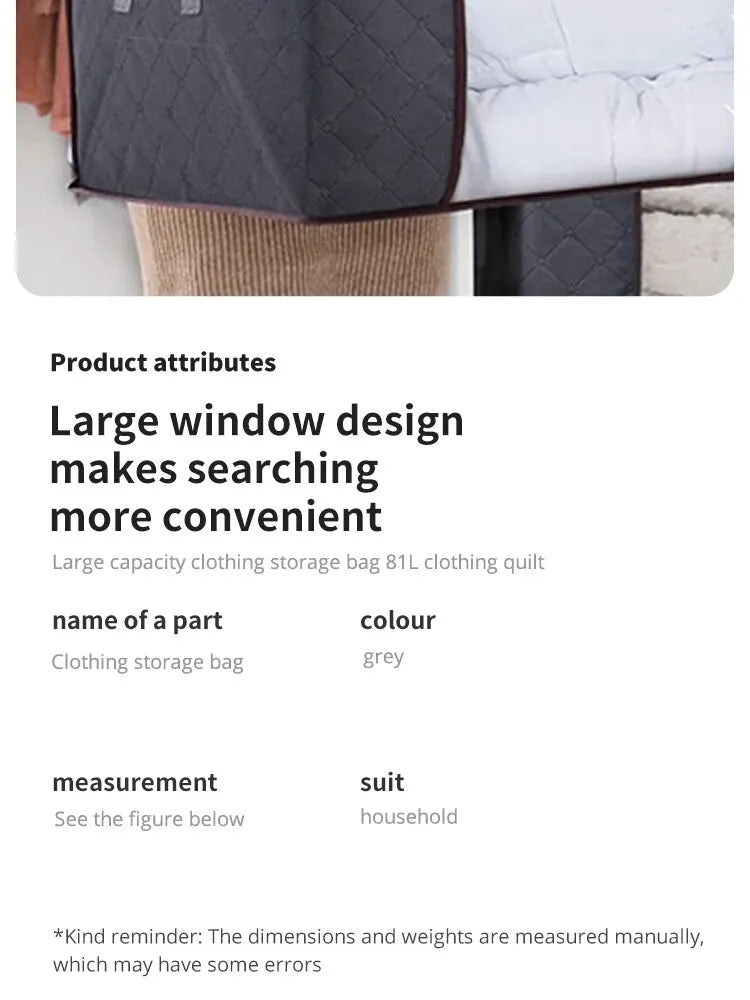 3pcs 6pcs Large Capacity Clothes Storage Bag Organizer With Reinforced Handle For Blanket Comforters Bed Sheets Pillows Toy