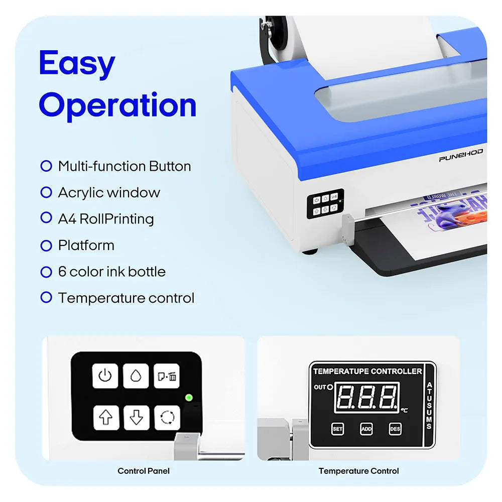 Punehod 8.2inch A4 L800 Dtf Printer Bundle With Oven High Resolution Direct To Film Printing Machine-Best For DIY T-Shirt