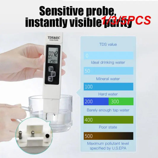 1/3/5PCS Digital Water Quality Tester TDS EC Meter Range 0-9990 Multifunctional Water Purity Temperature Meter TEMP PPM Tester