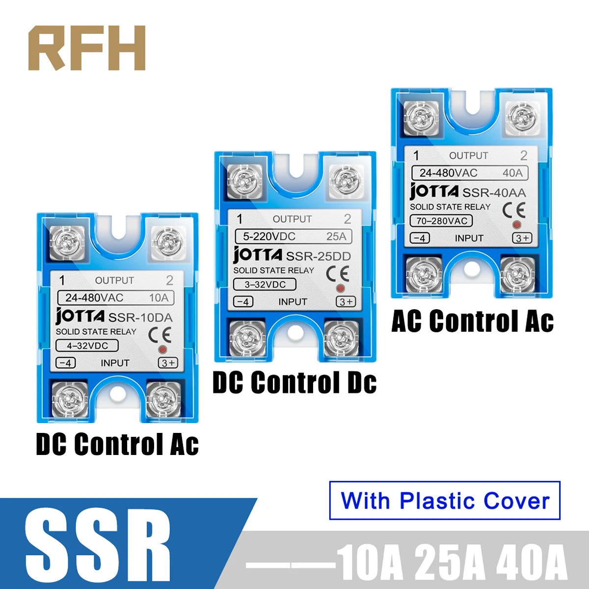 Solid State Relay Module For Temperature Controller Single Phase SSR 10DA 25DA 40DA 10AA 25AA 40AA With Dust Cover