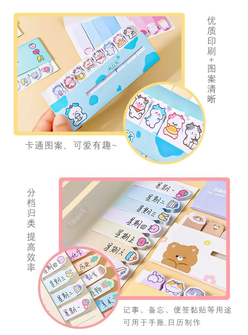 Creative Cute Cartoon Animal Index Stickers Stationery Notebook High Appearance Convenience Stickers Student Supplies