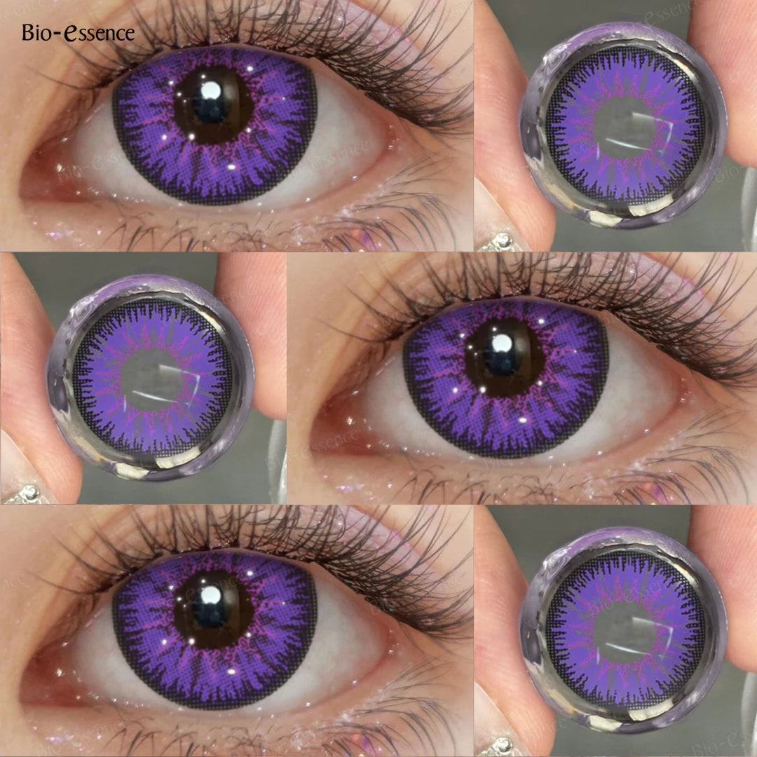 Contact Lenses for Halloween 2PCS Colored Contact Lenses Cosplay Purple Lenses 1Yearl Fashion Color Beauty Lenses Bio-essence