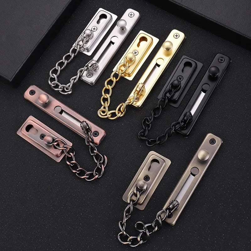 NAIERDI Security Door Sliding Chain Lock Safety Punch Free Stainless Steel Door Chain Lock Anti-theft Door Chain Latch Buckle