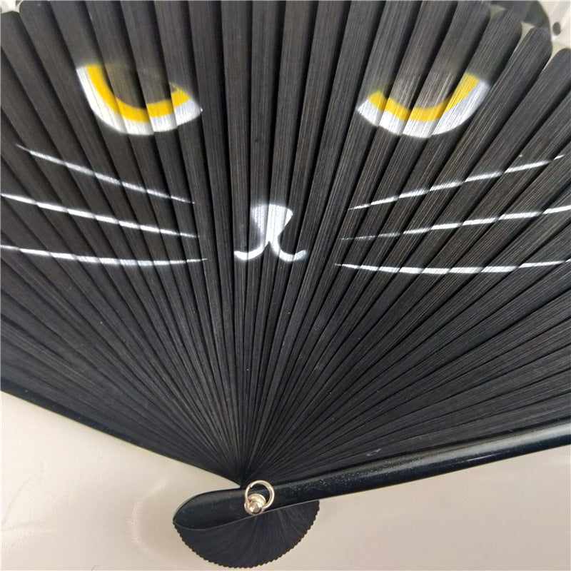 Cat Chinese Cartoon Silk Fashionable Japan style Hand Fans Popular Lovely Kitty fan Handheld Folding Women Girls show Fans