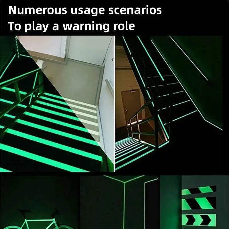 Luminous Tape 3m Green Warning Ground Light Storage Stair Anti-Slip Sticker Bicycle Frame Warning Reflective Fluorescent Tape