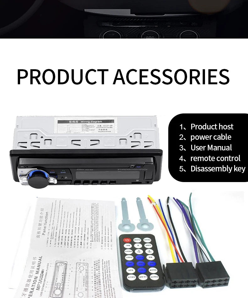 (Factory Direct Sales) Car Mp3 Player Stereo 60W*4 12v/24v Car Truck Usb/Tf/Fm/Aux Bluetooth Audio Radio