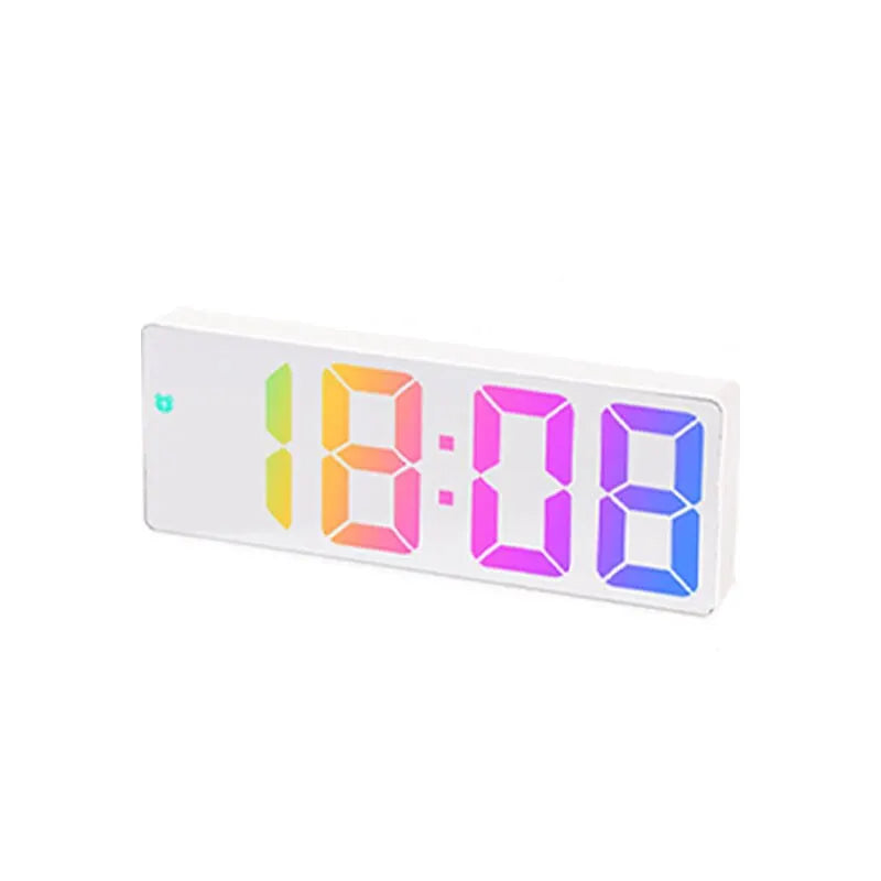 Led Digital Intelligent Electronic Clock Kitchen Timer Bedroom Bedside Alarm Clock Fashion Dazzling Color Transparent Screen