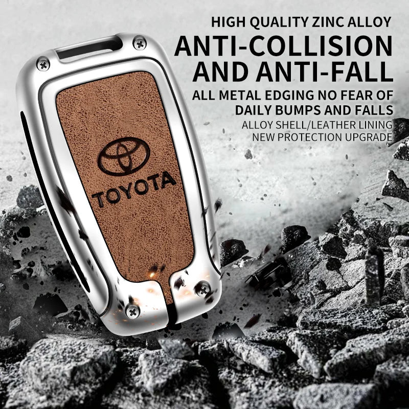 Zinc Alloy Leather Car Smart Remote Key Case Cover Shell For Toyota Corolla Prius Camry CHR C-HR RAV4 Altis Land Cruiser Prado