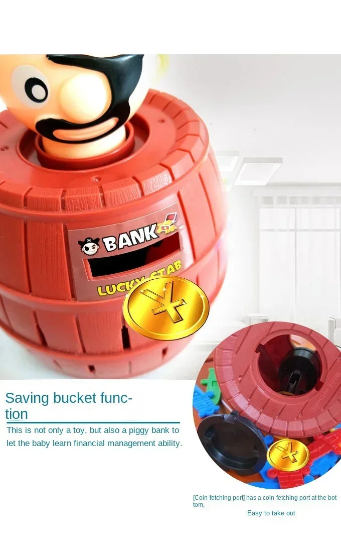 Big Knife Insertion Pirate Bucket Uncle Wooden Bucket Uncle Sword Insertion Creative Trick Table Game Pirates Bring 24 Swords