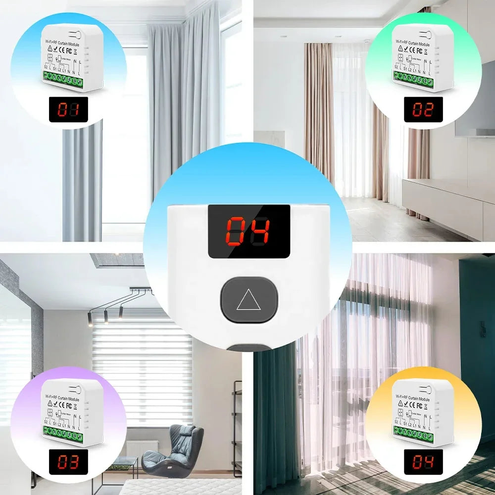 Wifi Rf Curtain Switch Tuya Smart Life Roller Shutter Module 433mhz 5-IN-1 Remote Control,for Garage Door Window Blinds Alexa