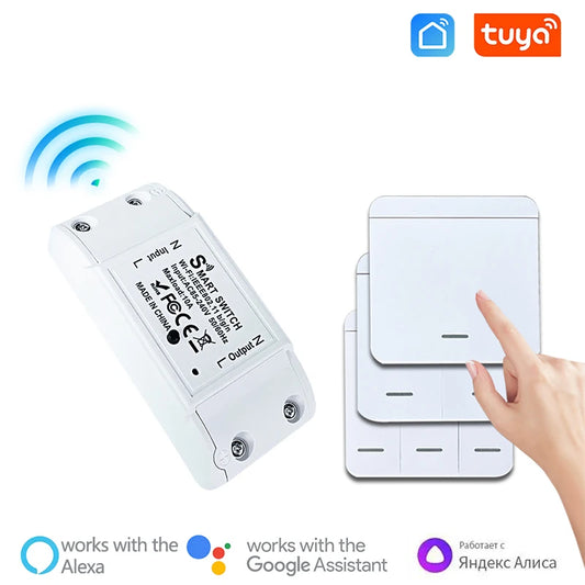 Wireless WiFi Light Switch RF 433MHZ Smart Wall Panel APP Voice Control Alexa Google Home Alice Mini Relay Receiver for LED Lamp