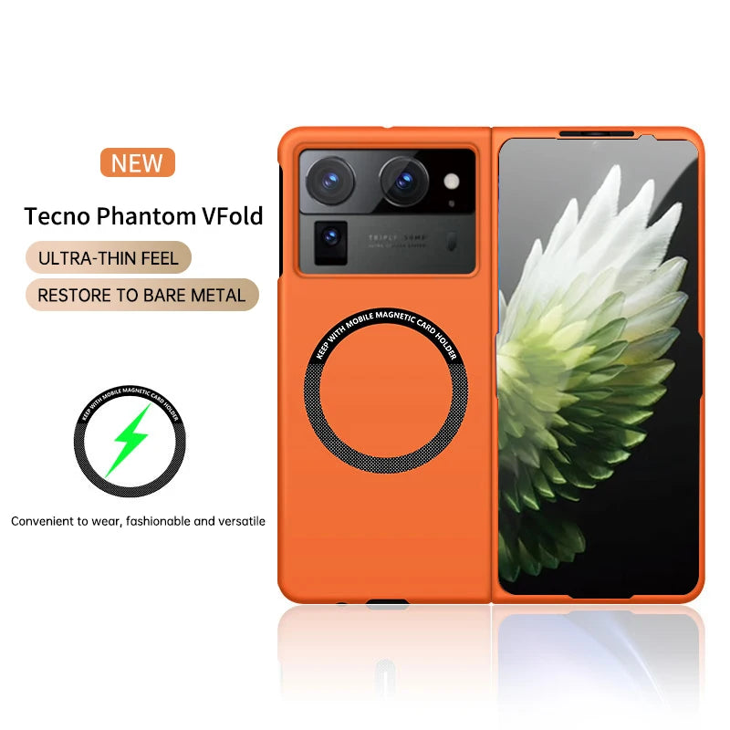 For Tecno Phantom V Fold 2 Luxury magnetic wireless phone case Skin-friendly Mobile cover Non-Slip Shockproof Bumper Funda