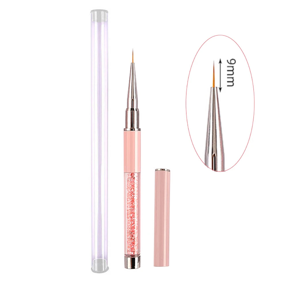 Pink Nail Art Brushse Pen Lines Stripe Flower Painting Drawing Pen Acrylic UV Gel Extension Grids Nail Brush Manicure Tools 1PCS