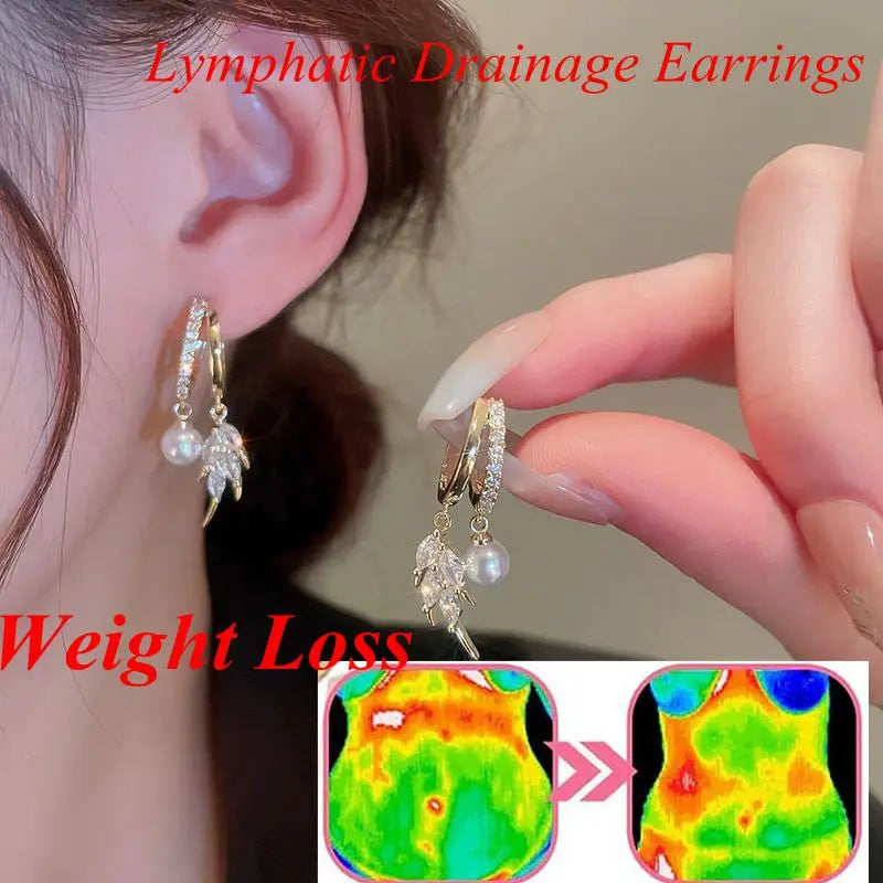 Lymphatic Drainage Earring Lymphatic Magnetotherapy Drop Earrings Magnetherapy Germanium Earrings for Women Weight Loss Jewelry