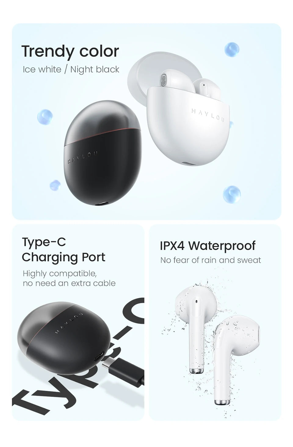 HAYLOU X1 Neo TWS Bluetooth 5.3 Earphones 0.06s Low Latency 20H Battery Life Lightweight Touch Control Wireless Headphone Earbud
