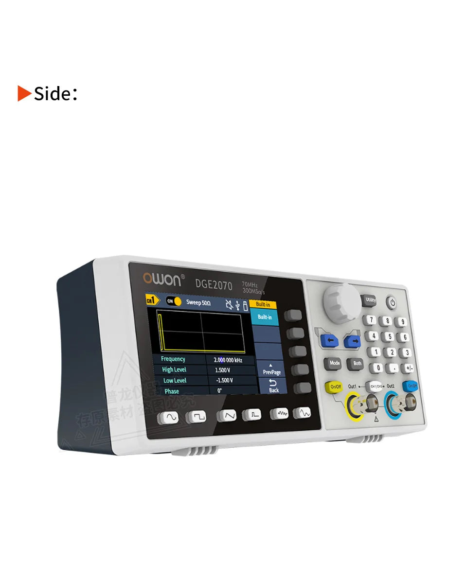 Owon 2-Ch function arbitrary waveform signal generator DGE2035/2070 30/70MHz 14bits, modulation, swept frequency, pulse, storage