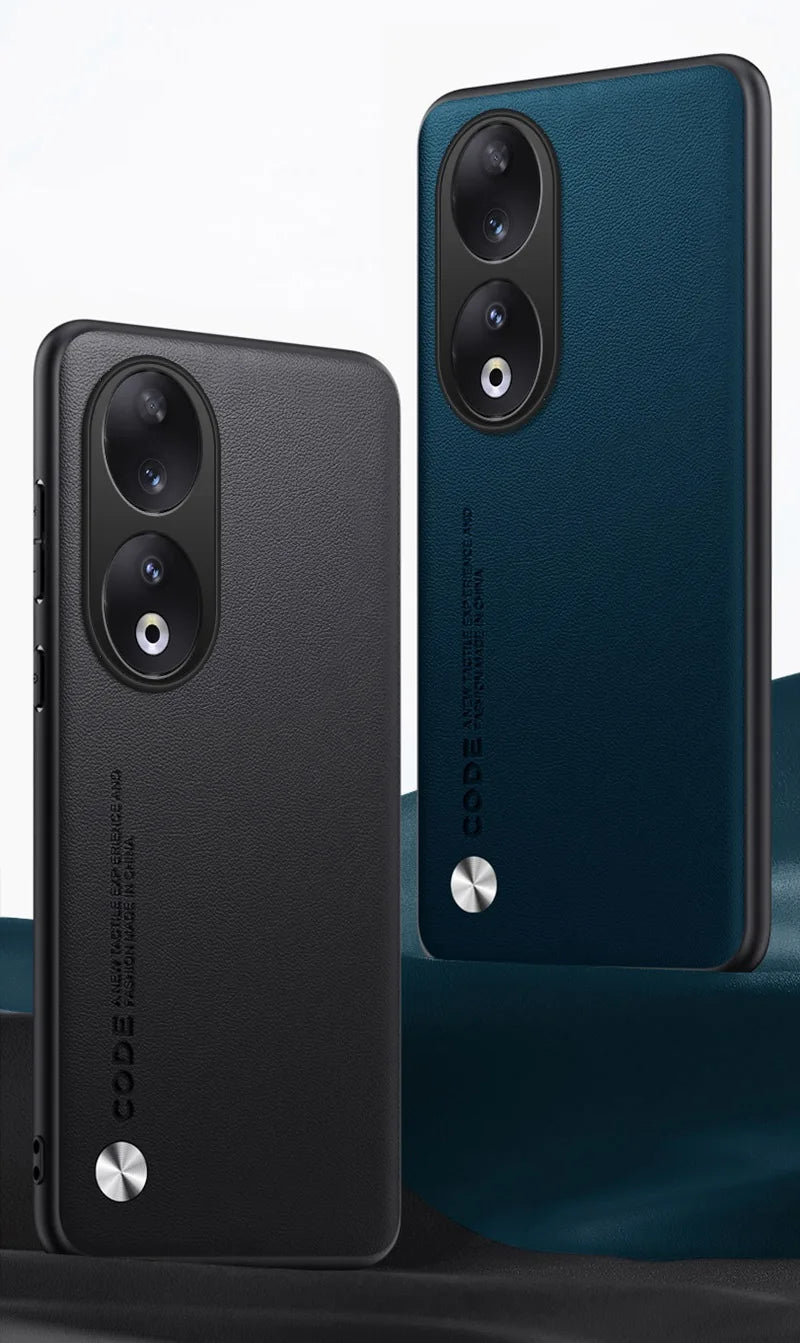 Luxury PU Leather Case For Honor 90 Back Cover Matte Silicone Shockproof Full Protection Phone Case For Honor 90 Honor90 Coque