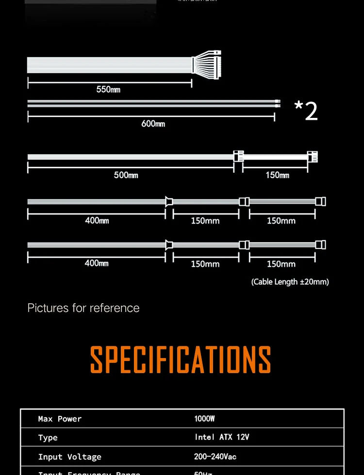 Aigo AK PC PSU Power Supply Unit 500W 600W 700W 800W 1000W Gaming 120mm RGB Fan 220V ATX Desktop computer Power Supply for BTC