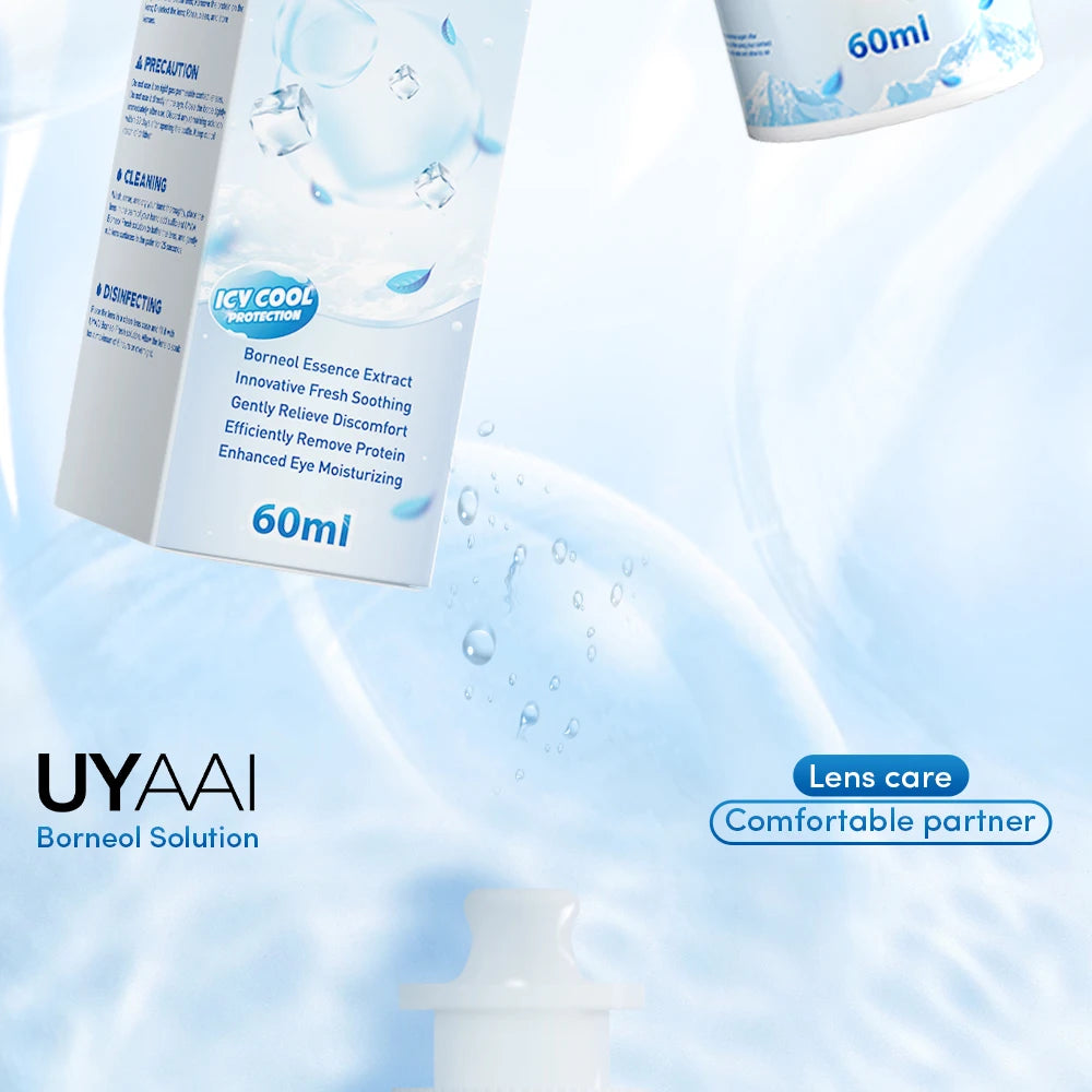Brand New Contact Lenses Solution Nursing Borneol 60ml for Eyes Contact Lenses Water Pupil Cleaning Health Care Lenses Solution