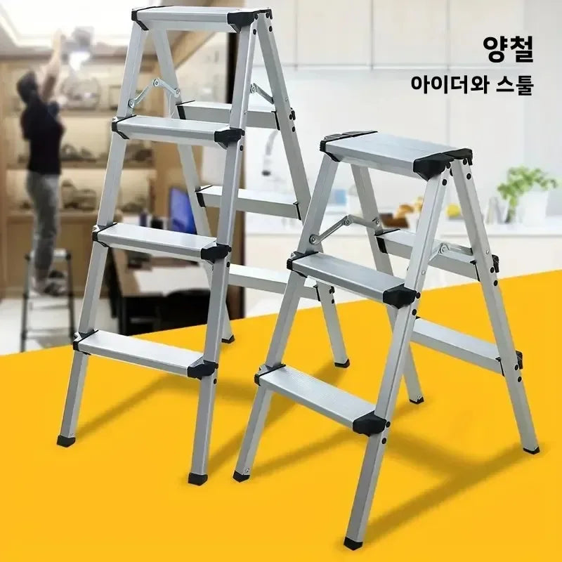 Double Sided Aluminum Folding Step Ladder Lightweight Anti Slip A Frame Stool Portable Climbing Ladder for Indoor Household Use
