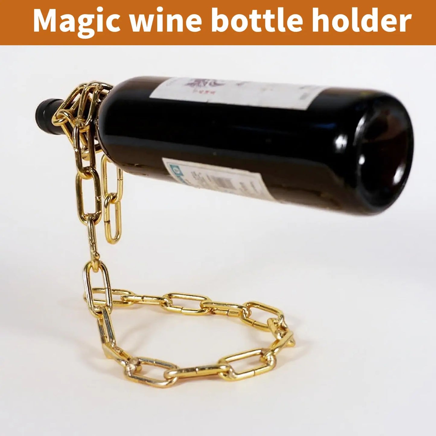 Floating Wine Bottle Holder - Magic Steel Chain Wine Rack for Suspended Display - Holds Any Long-Neck Wine Bottles