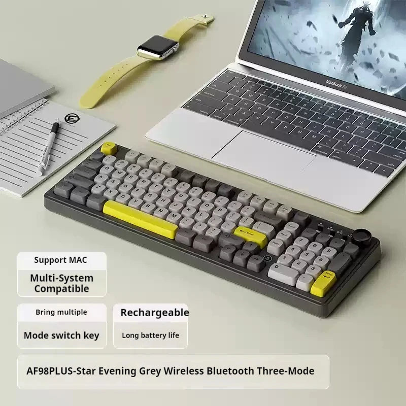 Ajazz Af98 Wireless Bluetooth Three-Mode Keyboard E-Sports Game Special Mechanical Touch Typing Office Computer Wired Keyboard