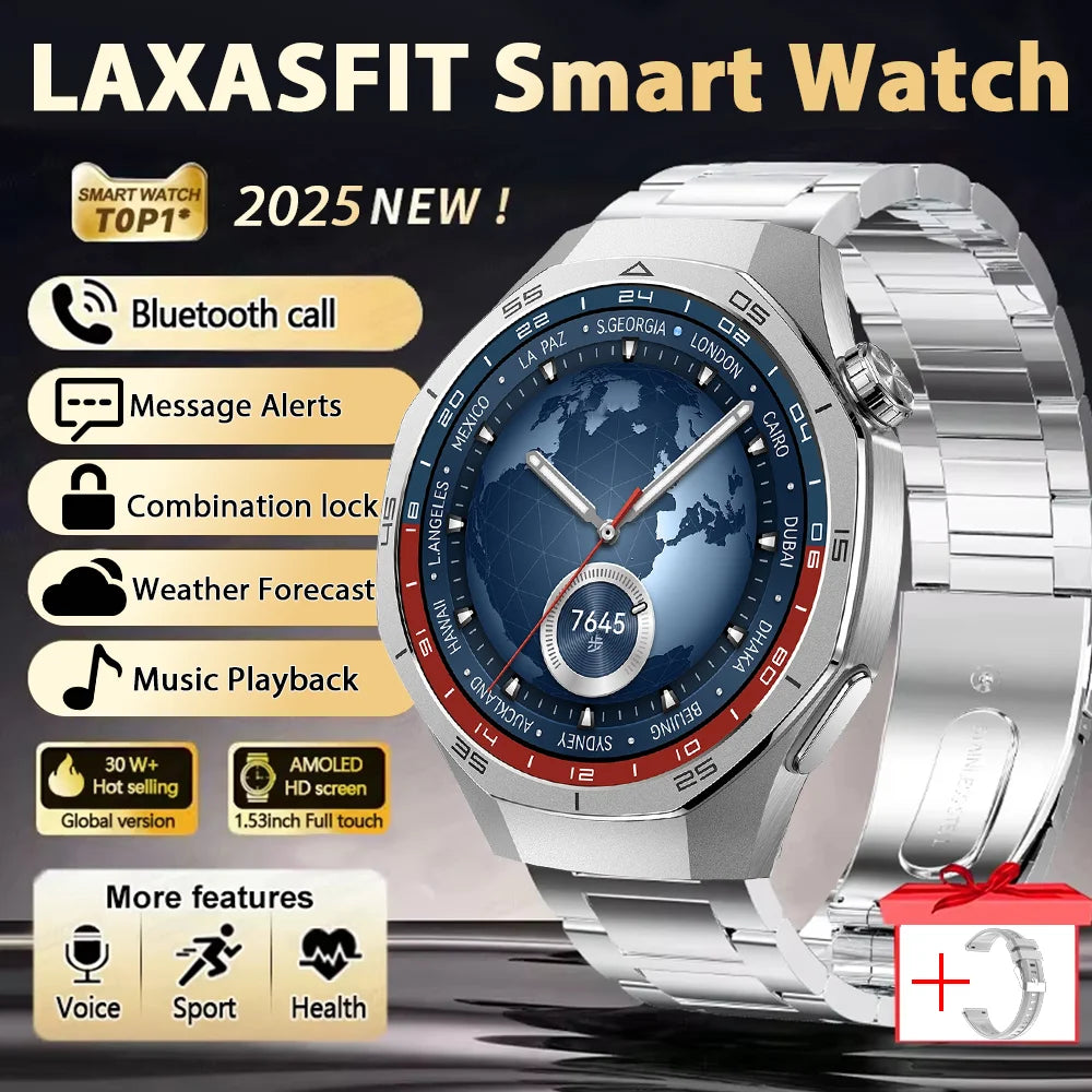 LAXASFIT 2025 New  Smart Watch AMOLED HD Screen Sports Heart Rate Bluetooth Call Men Women Smart Watch