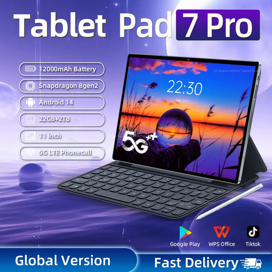2025 NEW Original  Pad 7 Pro Tablet 11inch Snapdragon 8gen2 HD 4K Android 14 16GB+1TB 12000mAh 5G Dual SIM WiFi GPS Tablets PC