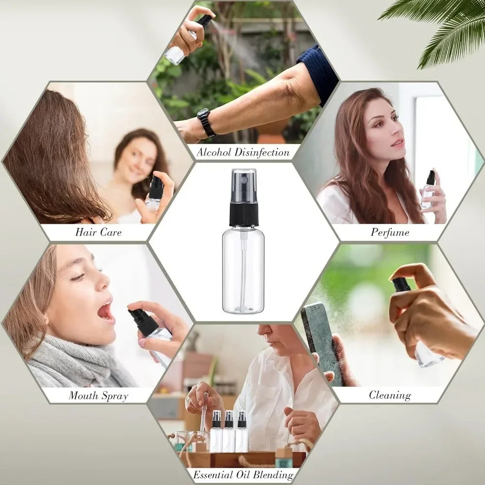 50PCS 10/20/30/50/60/100ml Refillable Empty Portable Clear Plastic Bottle Fine Mist Spray Alcohol Travel Perfume Atomizer Bottle