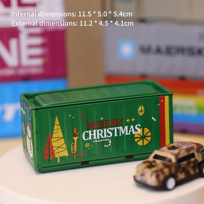 Mini Simulation Shipping Container Model Metal Storage Box Creative Desktop Organizer Ornaments Iron Box Home Office Decoration