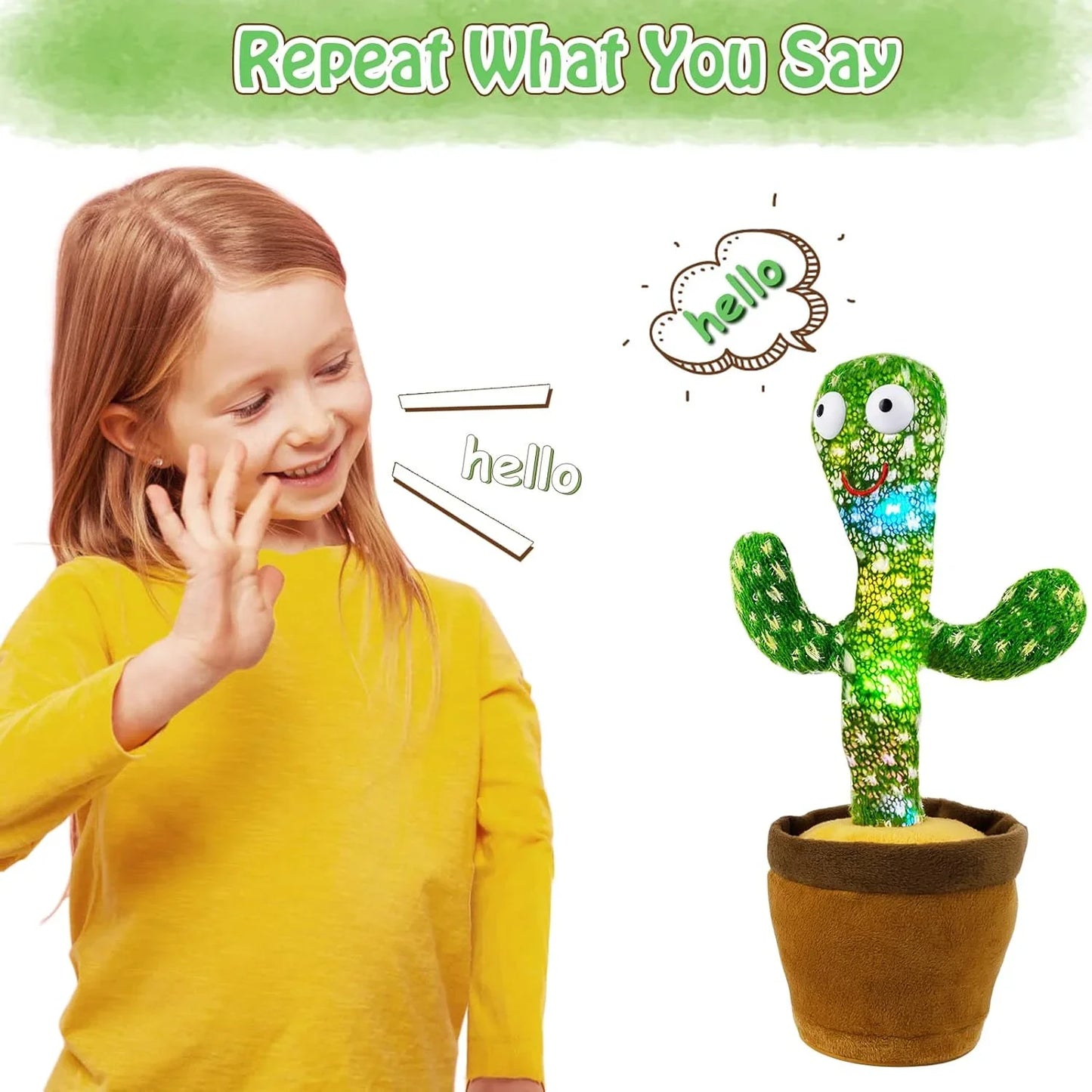 Dancing Cactus Talking Cactus Baby Toys for 0-6 Months 6-12months 1 Year Old Recording Repeats What You say Baby boy Girl Gifts
